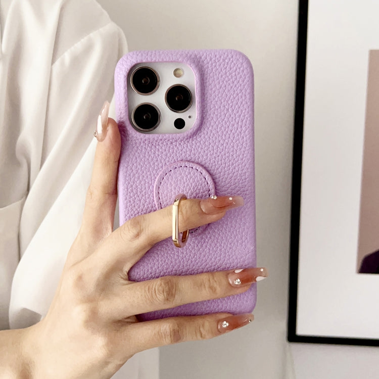 Litchi Texture Ring Holder Shockproof Phone Case, For iPhone 15