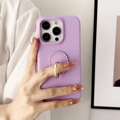 Litchi Texture Ring Holder Shockproof Phone Case, For iPhone 15