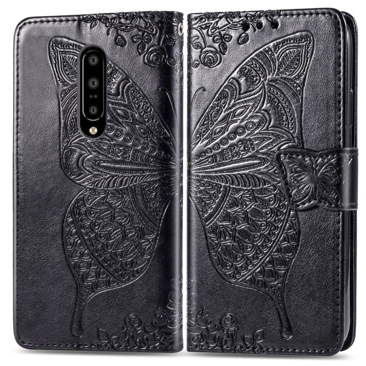 Butterfly Love Flowers Embossing Horizontal Flip Leather Case for One Plus 7 Pro with Holder & Card Slots & Wallet & Lanyard