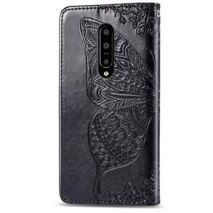 Butterfly Love Flowers Embossing Horizontal Flip Leather Case for One Plus 7 Pro with Holder & Card Slots & Wallet & Lanyard