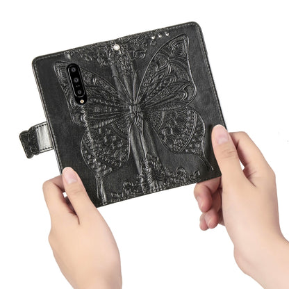 Butterfly Love Flowers Embossing Horizontal Flip Leather Case for One Plus 7 Pro with Holder & Card Slots & Wallet & Lanyard