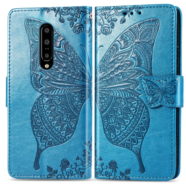 Butterfly Love Flowers Embossing Horizontal Flip Leather Case for One Plus 7 Pro with Holder & Card Slots & Wallet & Lanyard