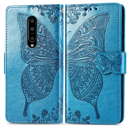 Butterfly Love Flowers Embossing Horizontal Flip Leather Case for One Plus 7 Pro with Holder & Card Slots & Wallet & Lanyard