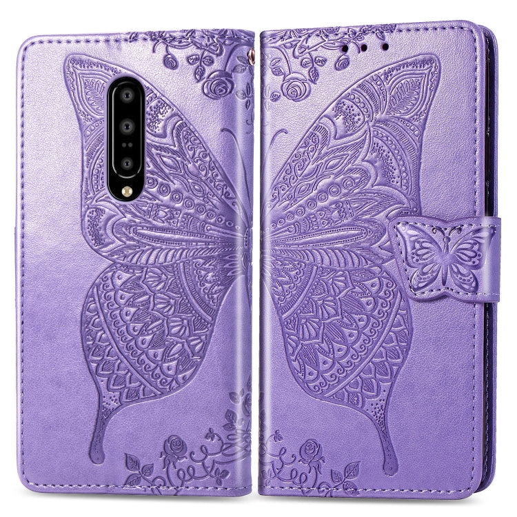 Butterfly Love Flowers Embossing Horizontal Flip Leather Case for One Plus 7 Pro with Holder & Card Slots & Wallet & Lanyard