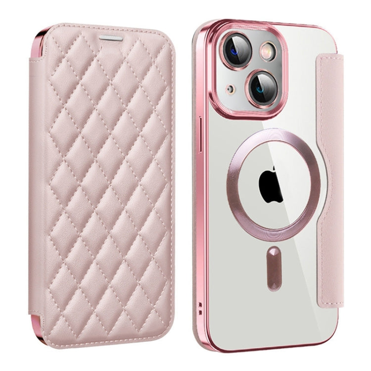Shield Magsafe RFID Anti-theft Rhombus Leather Phone Case, For iPhone 15, For iPhone 14 Plus, For iPhone 14