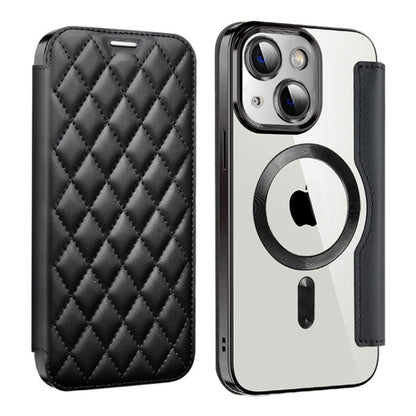 Shield Magsafe RFID Anti-theft Rhombus Leather Phone Case, For iPhone 15, For iPhone 14 Plus, For iPhone 14