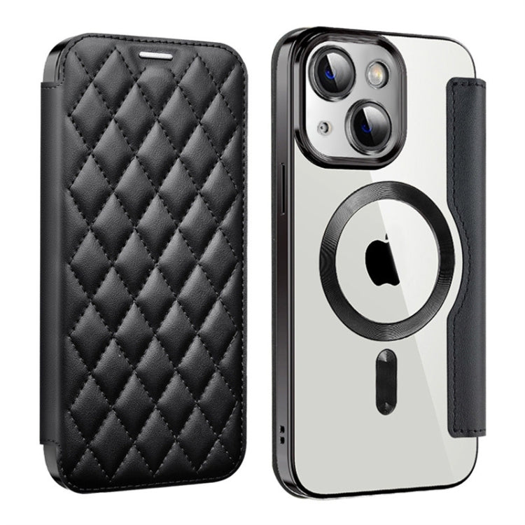 Shield Magsafe RFID Anti-theft Rhombus Leather Phone Case, For iPhone 15 Pro Max, For iPhone 15 Pro, For iPhone 15 Plus
