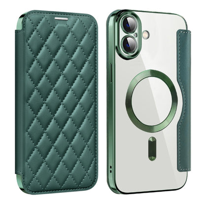 Shield Magsafe RFID Anti-theft Rhombus Leather Phone Case, For iPhone 16 Pro, For iPhone 16 Plus, For iPhone 16