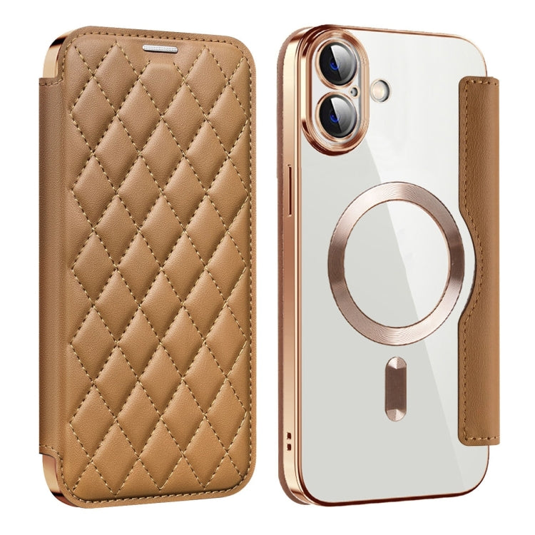Shield Magsafe RFID Anti-theft Rhombus Leather Phone Case, For iPhone 16 Pro, For iPhone 16 Plus, For iPhone 16