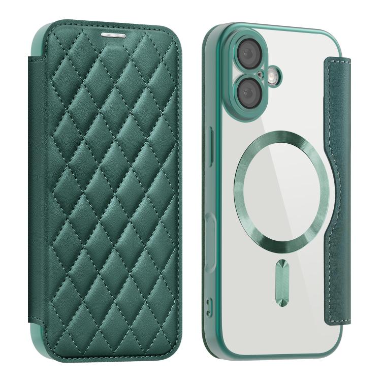 Shield Magsafe RFID Anti-theft Rhombus Leather Phone Case, For iPhone 17 Pro, For iPhone 17, For iPhone Air