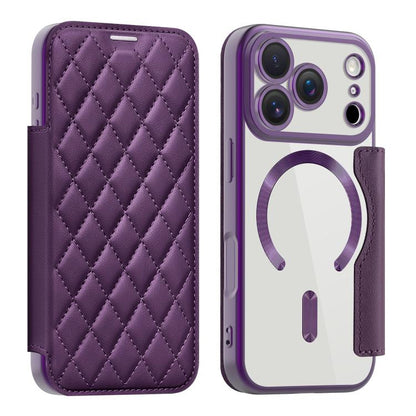 Shield Magsafe RFID Anti-theft Rhombus Leather Phone Case, For iPhone 17 Pro, For iPhone 17, For iPhone Air