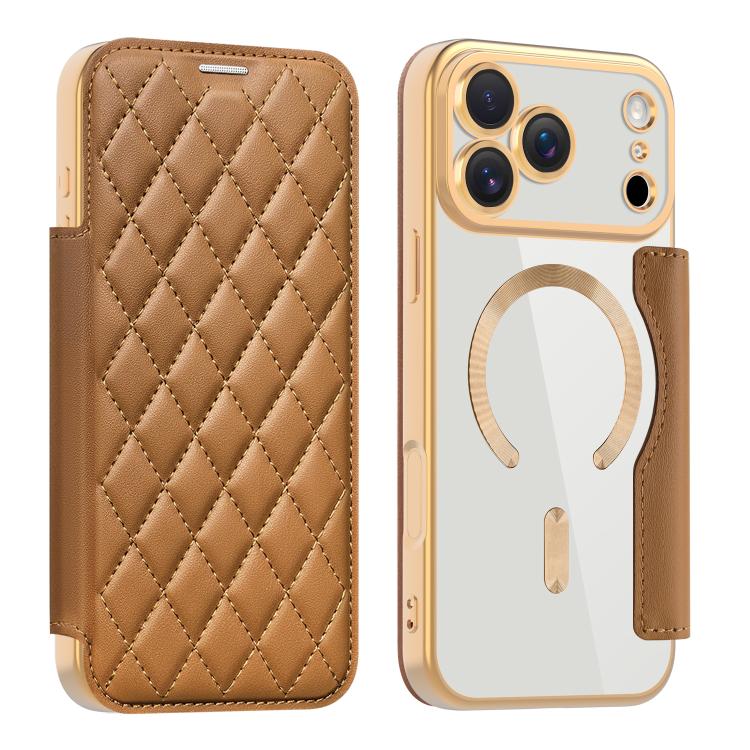 Shield Magsafe RFID Anti-theft Rhombus Leather Phone Case, For iPhone 18 Pro, For iPhone 18 Pro Max, For iPhone 17 Pro Max