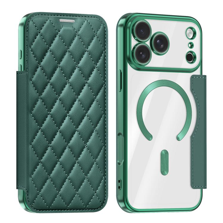 Shield Magsafe RFID Anti-theft Rhombus Leather Phone Case, For iPhone 18 Pro, For iPhone 18 Pro Max, For iPhone 17 Pro Max