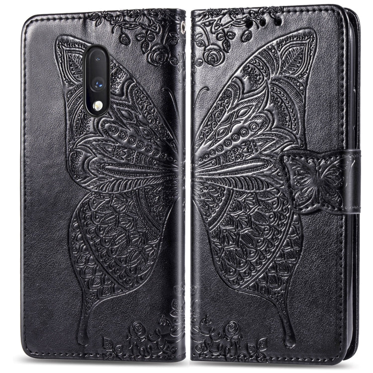 Butterfly Love Flowers Embossing Horizontal Flip Leather Case For One Plus 7  with Holder & Card Slots & Wallet & Lanyard