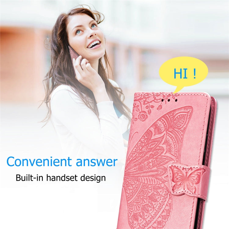 Butterfly Love Flowers Embossing Horizontal Flip Leather Case For One Plus 7  with Holder & Card Slots & Wallet & Lanyard, For OnePlus 7