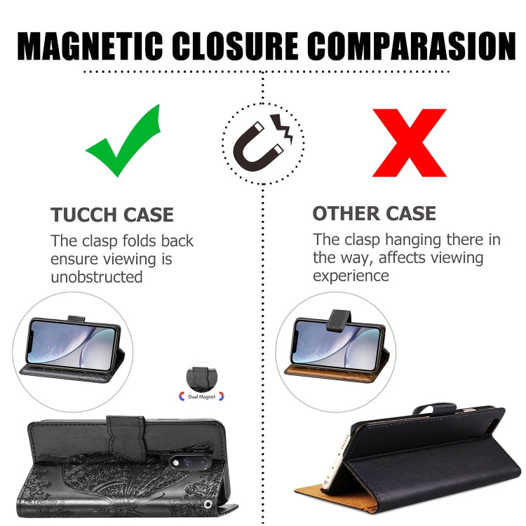Butterfly Love Flowers Embossing Horizontal Flip Leather Case For One Plus 7  with Holder & Card Slots & Wallet & Lanyard, For OnePlus 7