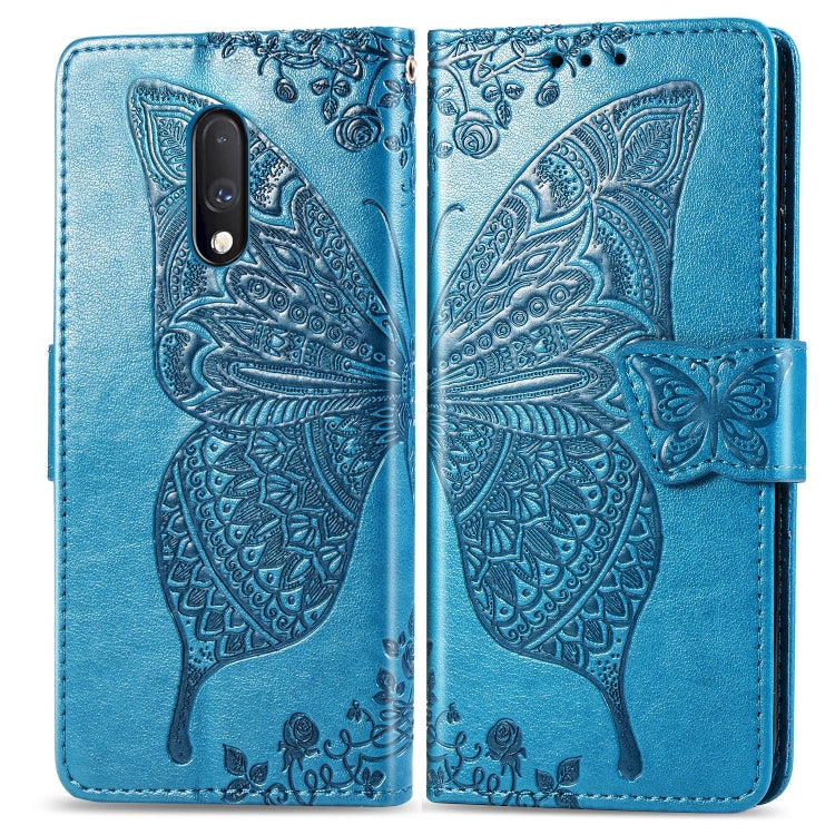 Butterfly Love Flowers Embossing Horizontal Flip Leather Case For One Plus 7  with Holder & Card Slots & Wallet & Lanyard