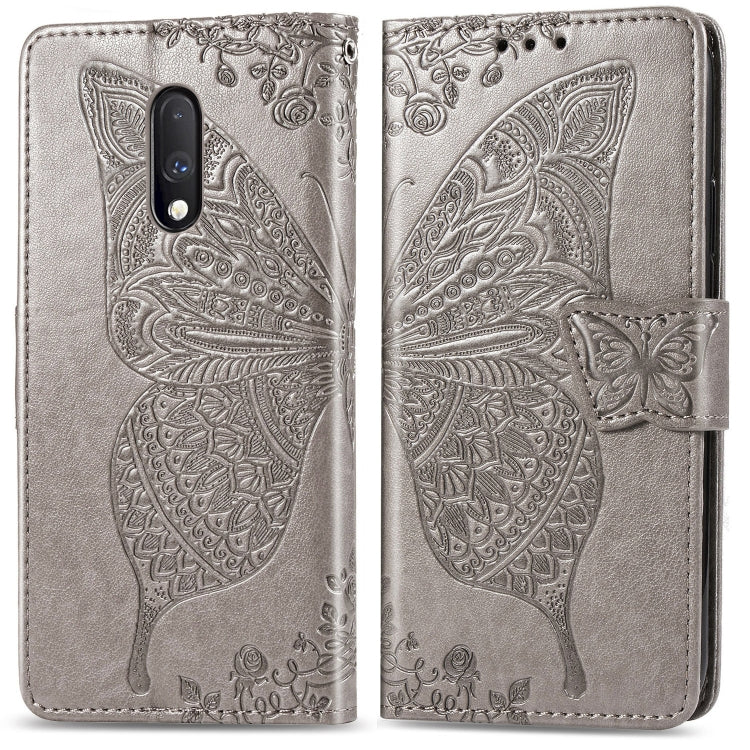 Butterfly Love Flowers Embossing Horizontal Flip Leather Case For One Plus 7  with Holder & Card Slots & Wallet & Lanyard