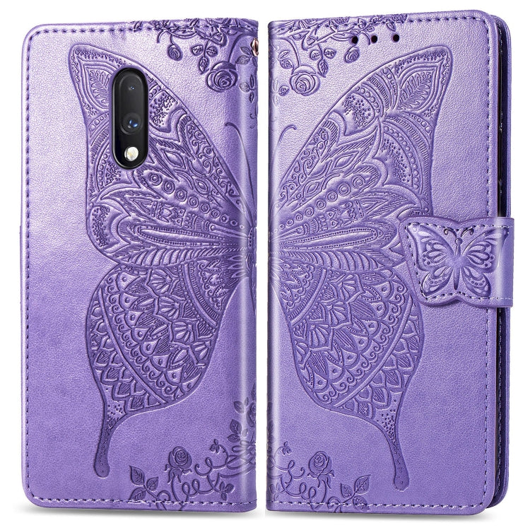 Butterfly Love Flowers Embossing Horizontal Flip Leather Case For One Plus 7  with Holder & Card Slots & Wallet & Lanyard