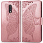 Butterfly Love Flowers Embossing Horizontal Flip Leather Case For One Plus 7  with Holder & Card Slots & Wallet & Lanyard