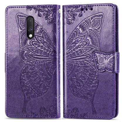 Butterfly Love Flowers Embossing Horizontal Flip Leather Case For One Plus 7  with Holder & Card Slots & Wallet & Lanyard