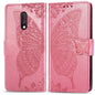 Butterfly Love Flowers Embossing Horizontal Flip Leather Case For One Plus 7  with Holder & Card Slots & Wallet & Lanyard