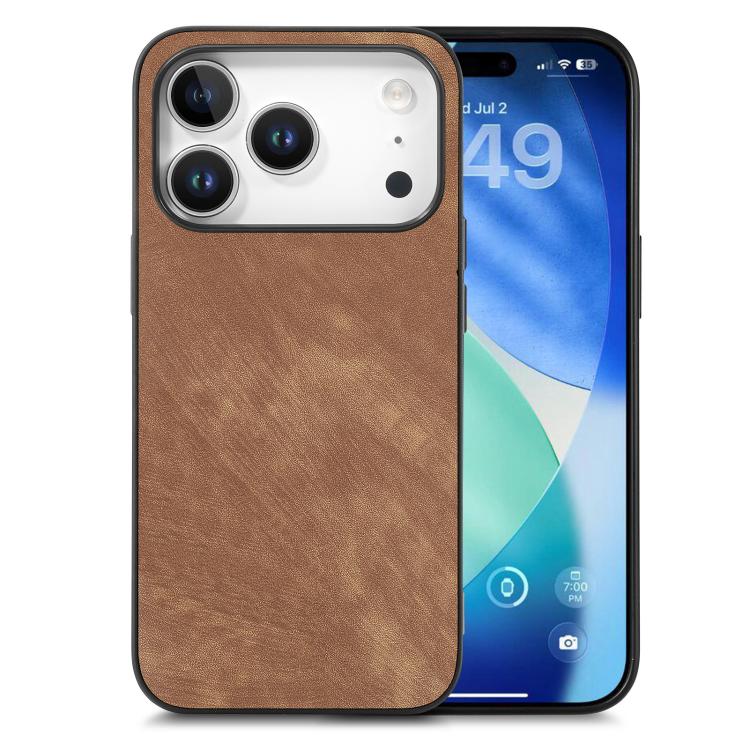 Vintage Leather PC Back Cover Phone Case, For iPhone 17e / 16e, For iPhone 17 Pro Max, For iPhone 17 Pro, For iPhone 17