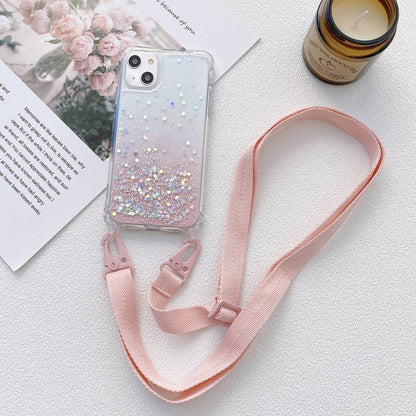 Gradient Glitter Epoxy TPU Thickened Acrylic Phone Case with Wide Lanyard