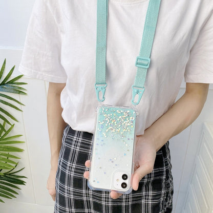 Gradient Glitter Epoxy TPU Thickened Acrylic Phone Case with Wide Lanyard