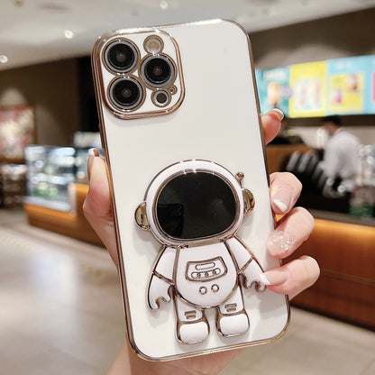 Electroplating Astronaut Holder Phone Case, For iPhone 16, For iPhone 15 Pro Max, For iPhone 15 Pro, For iPhone 15 Plus