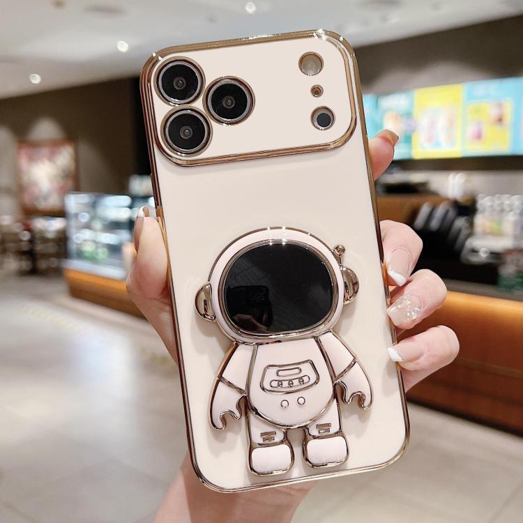 Electroplating Astronaut Holder Phone Case, For iPhone 17e / 16e, For iPhone 17 Pro Max, For iPhone 17 Pro, For iPhone 17