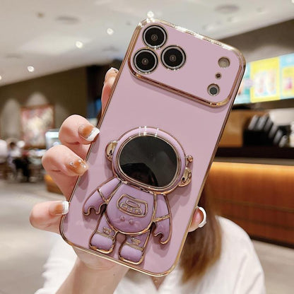 Electroplating Astronaut Holder Phone Case, For iPhone 17e / 16e, For iPhone 17 Pro Max, For iPhone 17 Pro, For iPhone 17