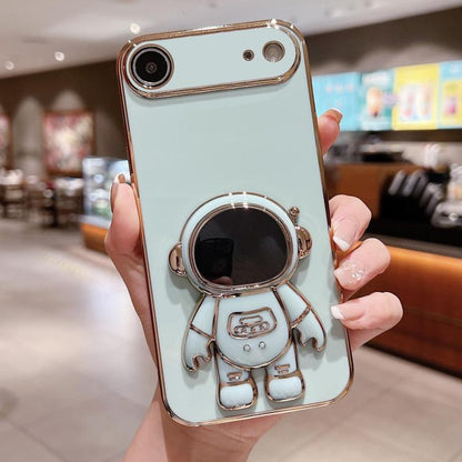 Electroplating Astronaut Holder Phone Case, For iPhone Air, For iPhone 16 Pro Max, For iPhone 16 Pro, For iPhone 16 Plus