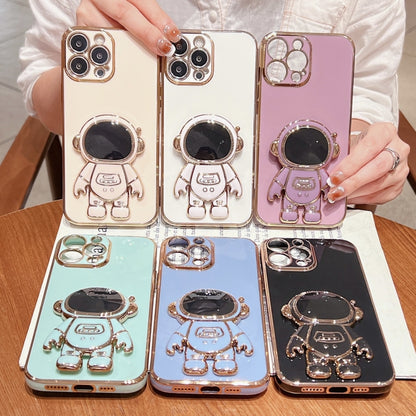 Electroplating Astronaut Holder Phone Case, For iPhone 16, For iPhone 15 Pro Max, For iPhone 15 Pro, For iPhone 15 Plus
