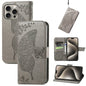 Butterfly Love Flower Embossed Leather Phone Case, For iPhone 17, For iPhone Air, For iPhone 16 Pro Max