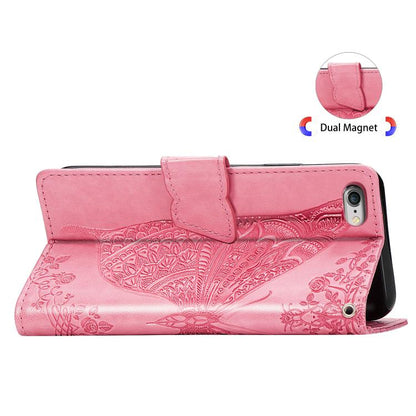 Butterfly Love Flower Embossed Leather Phone Case, For iPhone 17e / 16e, For IPhone 17 Pro Max, For iPhone 17 Pro
