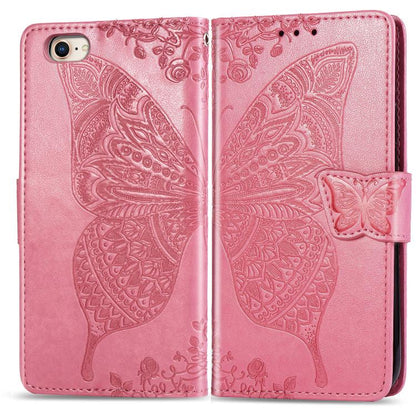Butterfly Love Flower Embossed Leather Phone Case, For iPhone 18 Pro / 17 Pro, For IPhone 18 Pro Max / 17 Pro Max, For iPhone 17e / 16e