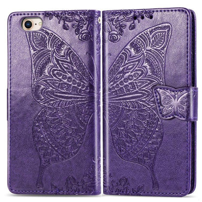 Butterfly Love Flower Embossed Leather Phone Case, For iPhone 18 Pro / 17 Pro, For IPhone 18 Pro Max / 17 Pro Max, For iPhone 17e / 16e