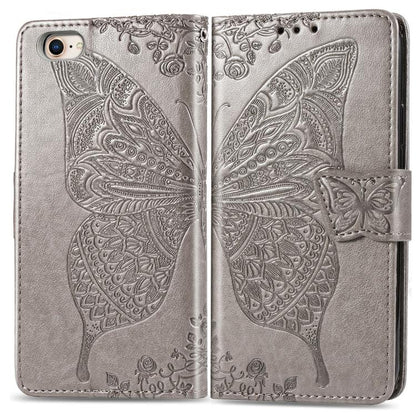 Butterfly Love Flower Embossed Leather Phone Case, For iPhone 17e / 16e, For IPhone 17 Pro Max, For iPhone 17 Pro