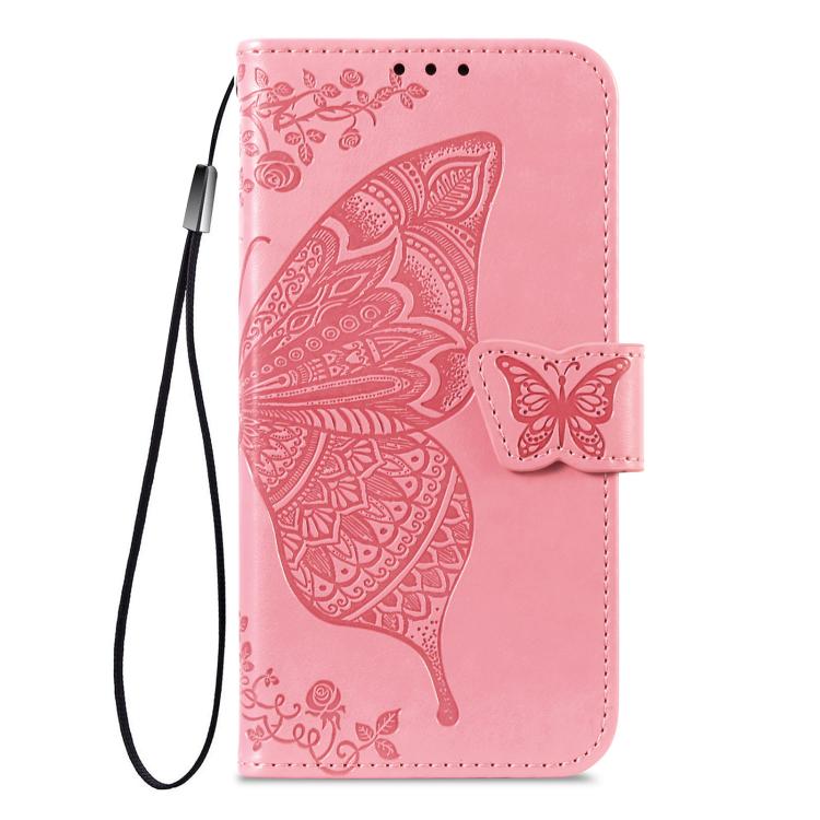 Butterfly Love Flower Embossed Leather Phone Case, For iPhone 18 Pro / 17 Pro, For IPhone 18 Pro Max / 17 Pro Max, For iPhone 17e / 16e
