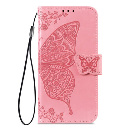 Butterfly Love Flower Embossed Leather Phone Case, For iPhone 18 Pro / 17 Pro, For IPhone 18 Pro Max / 17 Pro Max, For iPhone 17e / 16e