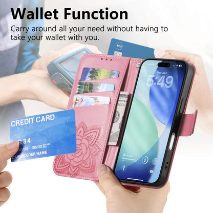 Butterfly Love Flower Embossed Leather Phone Case, For iPhone 18 Pro / 17 Pro, For IPhone 18 Pro Max / 17 Pro Max, For iPhone 17e / 16e