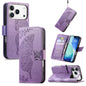 Butterfly Love Flower Embossed Leather Phone Case, For iPhone 18 Pro / 17 Pro, For IPhone 18 Pro Max / 17 Pro Max, For iPhone 17e / 16e