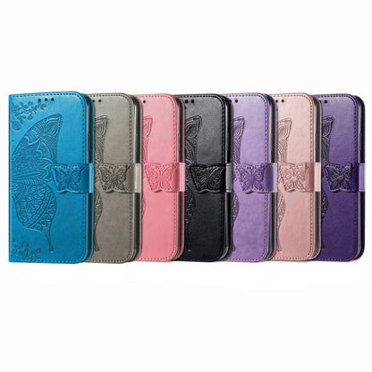 Butterfly Love Flower Embossed Leather Phone Case, For iPhone 18 Pro / 17 Pro, For IPhone 18 Pro Max / 17 Pro Max, For iPhone 17e / 16e