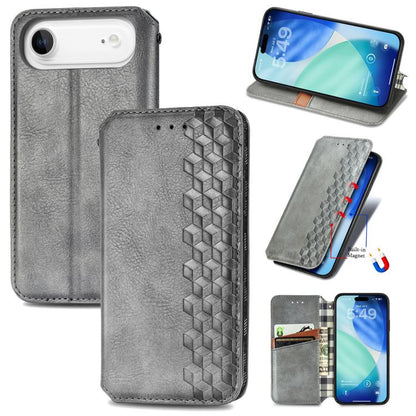 Cubic Grid Pressed Magnetic Leather Phone Case, For iPhone Air, For iPhone 16 Pro Max, For iPhone 16 Pro