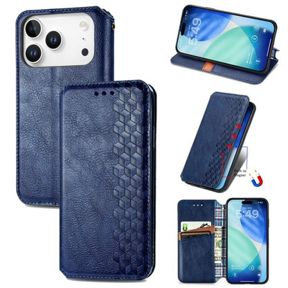 Cubic Grid Pressed Magnetic Leather Phone Case, For iPhone 17e / 16e, For iPhone 17 Pro Max, For iPhone 17 Pro, For iPhone 17
