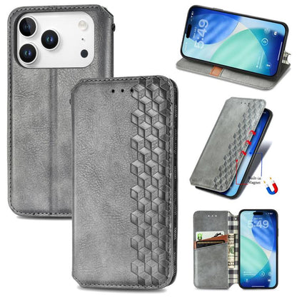 Cubic Grid Pressed Magnetic Leather Phone Case, For iPhone 17e / 16e, For iPhone 17 Pro Max, For iPhone 17 Pro, For iPhone 17
