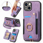 Retro Skin-feel Ring Multi-card Wallet Phone Case
