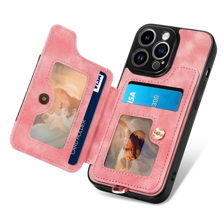 Retro Skin-feel Ring Multi-card Wallet Phone Case