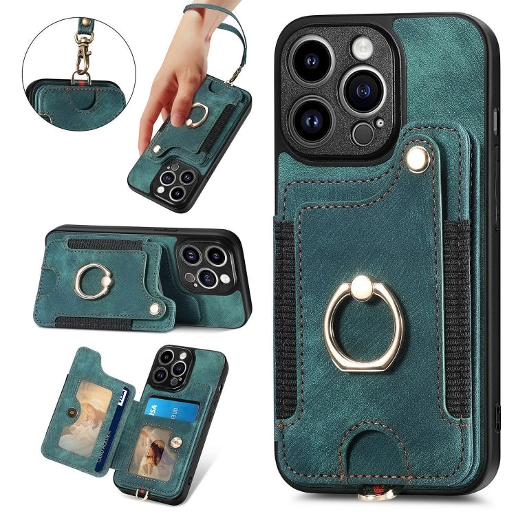 Retro Skin-feel Ring Multi-card Wallet Phone Case